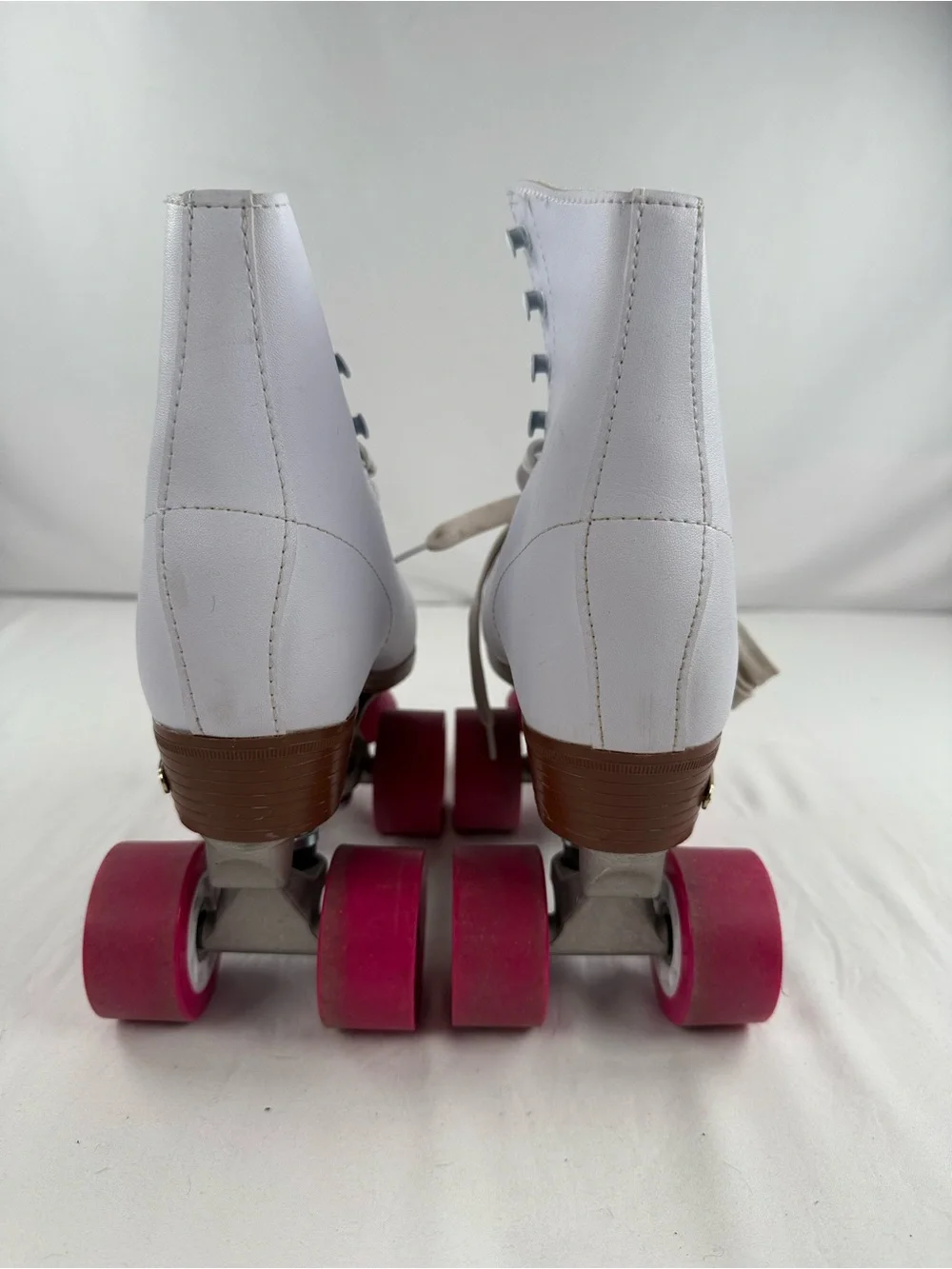 Chicago Skates Women's White Quad Roller Skates with Pink Wheels